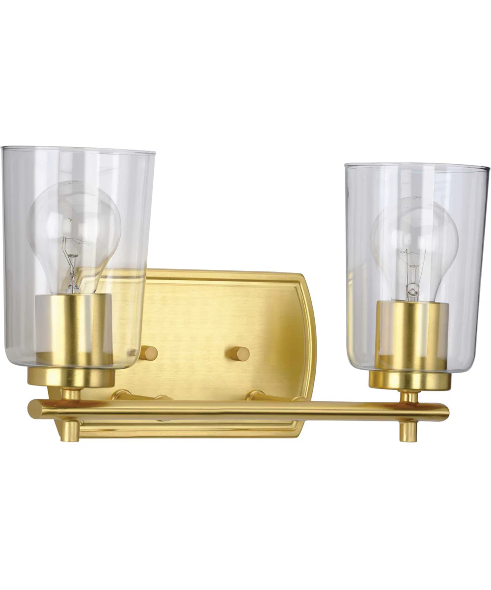 Adley 2-Light Clear Glass New Traditional Bath Vanity Light Satin Brass - Image 2