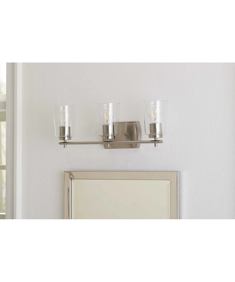 Adley 3-Light Clear Glass New Traditional Bath Vanity Light Brushed Nickel - Image 2
