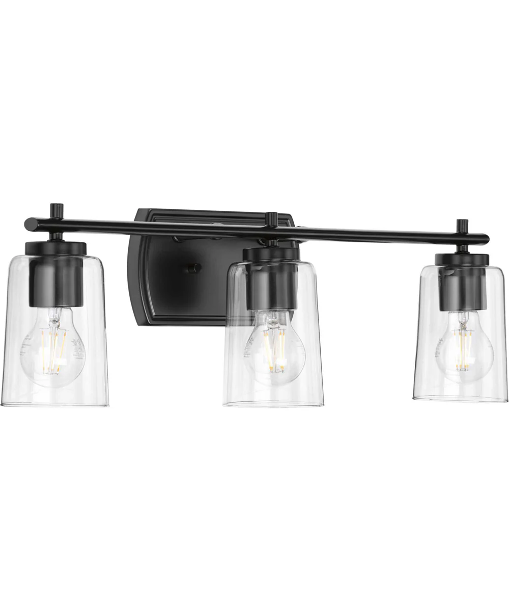 Adley 3-Light Clear Glass New Traditional Bath Vanity Light Matte Black - Image 5