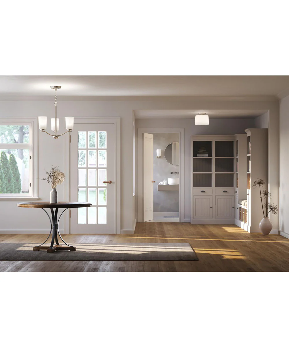 Adley 3-Light Etched White Glass Semi-Flush Convertible Light Brushed Nickel - Image 3