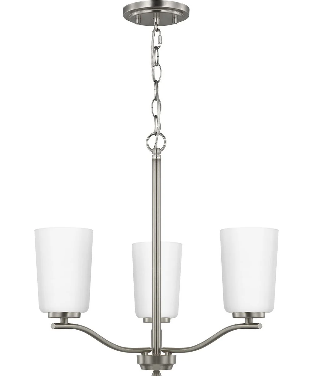 Adley 3-Light Etched White Glass Semi-Flush Convertible Light Brushed Nickel - Image 5
