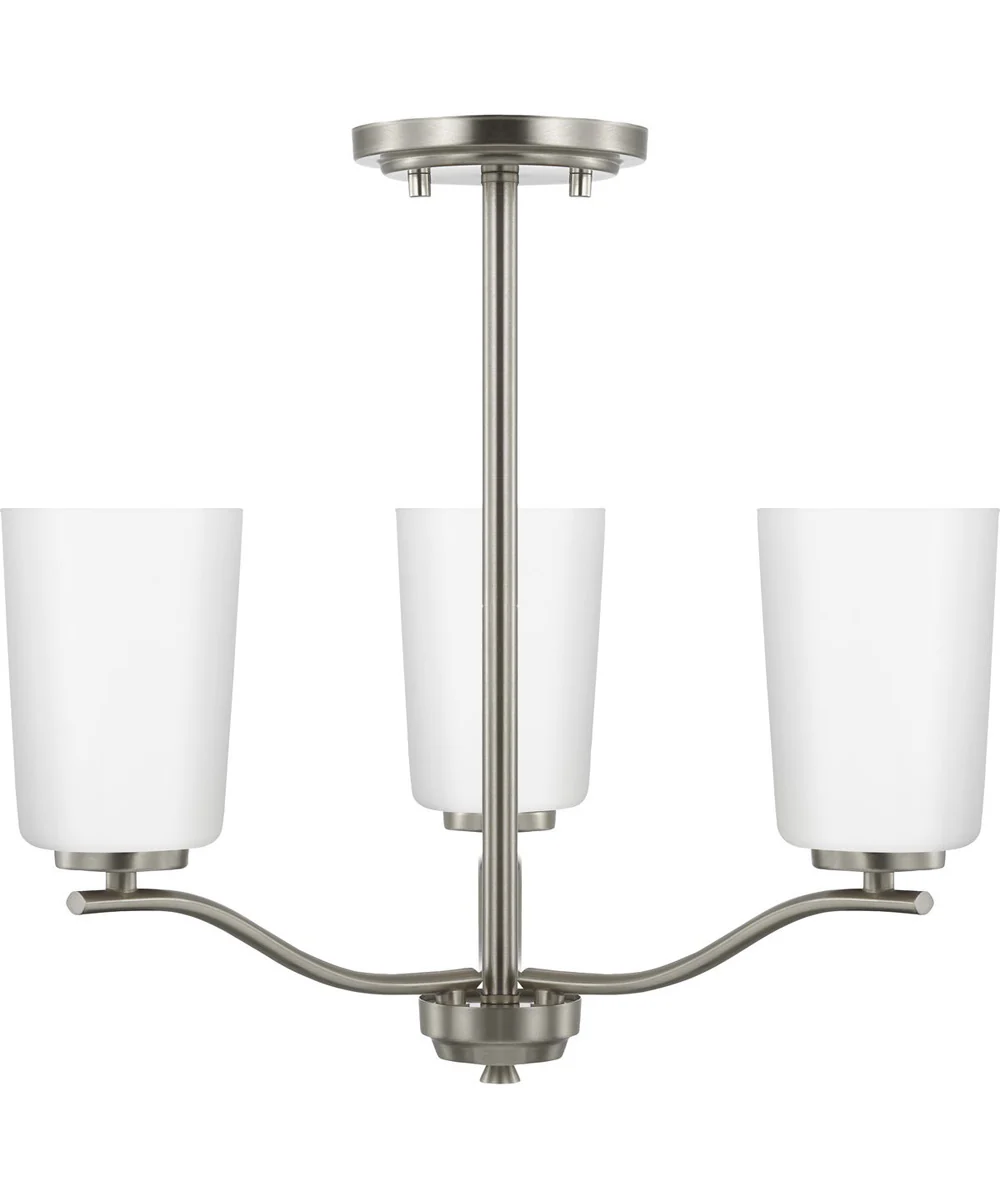 Adley 3-Light Etched White Glass Semi-Flush Convertible Light Brushed Nickel - Image 6
