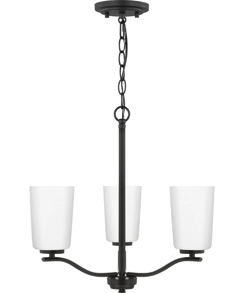 Adley 3-Light Etched White Glass Semi-Flush Convertible Light Matte Black - Image 6