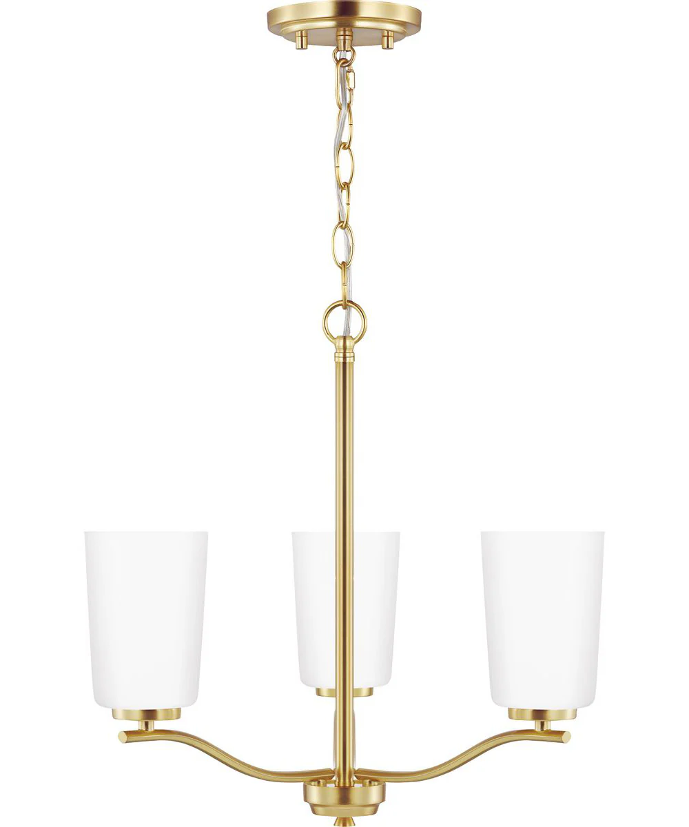 Adley 3-Light Etched White Glass Semi-Flush Convertible Light Satin Brass - Image 6