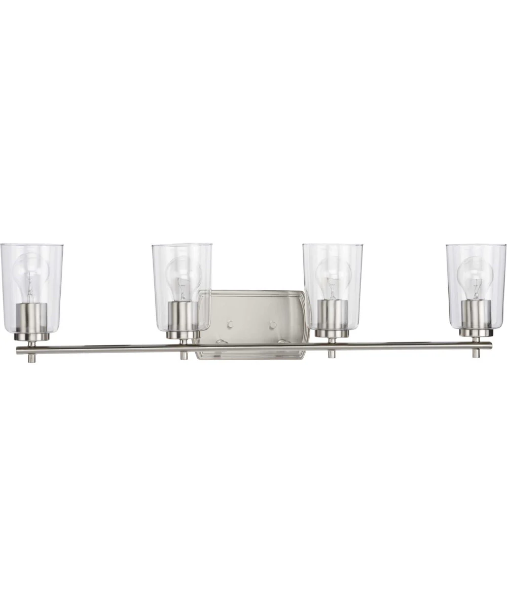 Adley 4-Light Clear Glass New Traditional Bath Vanity Light Brushed Nickel - Image 3