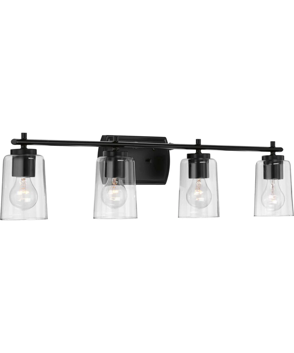 Adley 4-Light Clear Glass New Traditional Bath Vanity Light Matte Black - Image 2