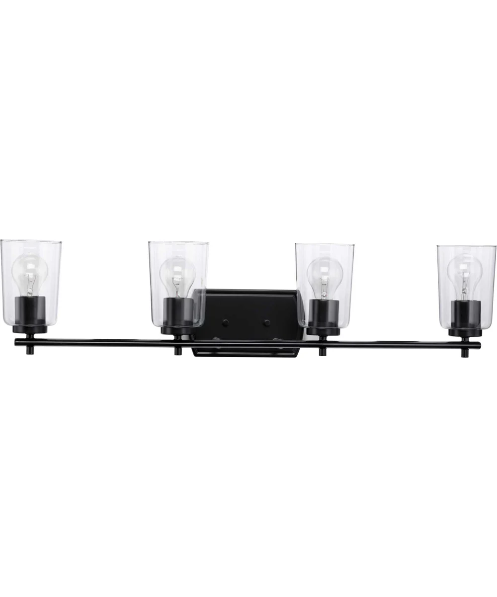 Adley 4-Light Clear Glass New Traditional Bath Vanity Light Matte Black - Image 3