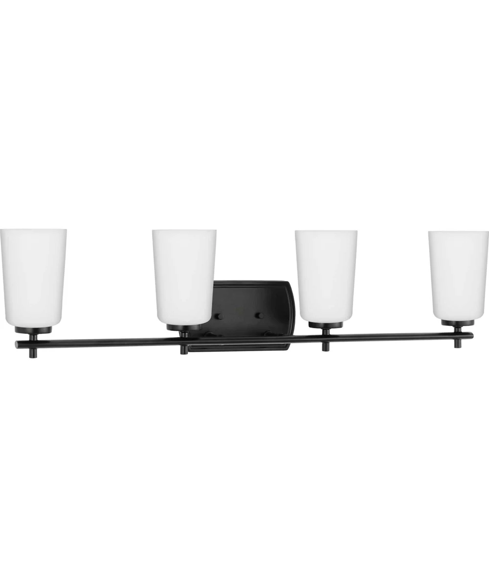 Adley 4-Light Etched Opal Glass New Traditional Bath Vanity Light Matte Black