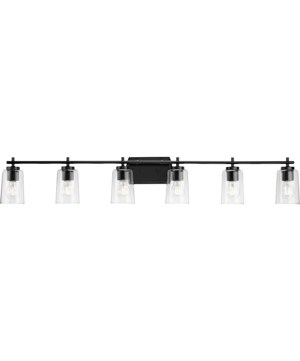 Adley 6-Light New Traditional Clear Glass Bath Vanity Light Matte Black
