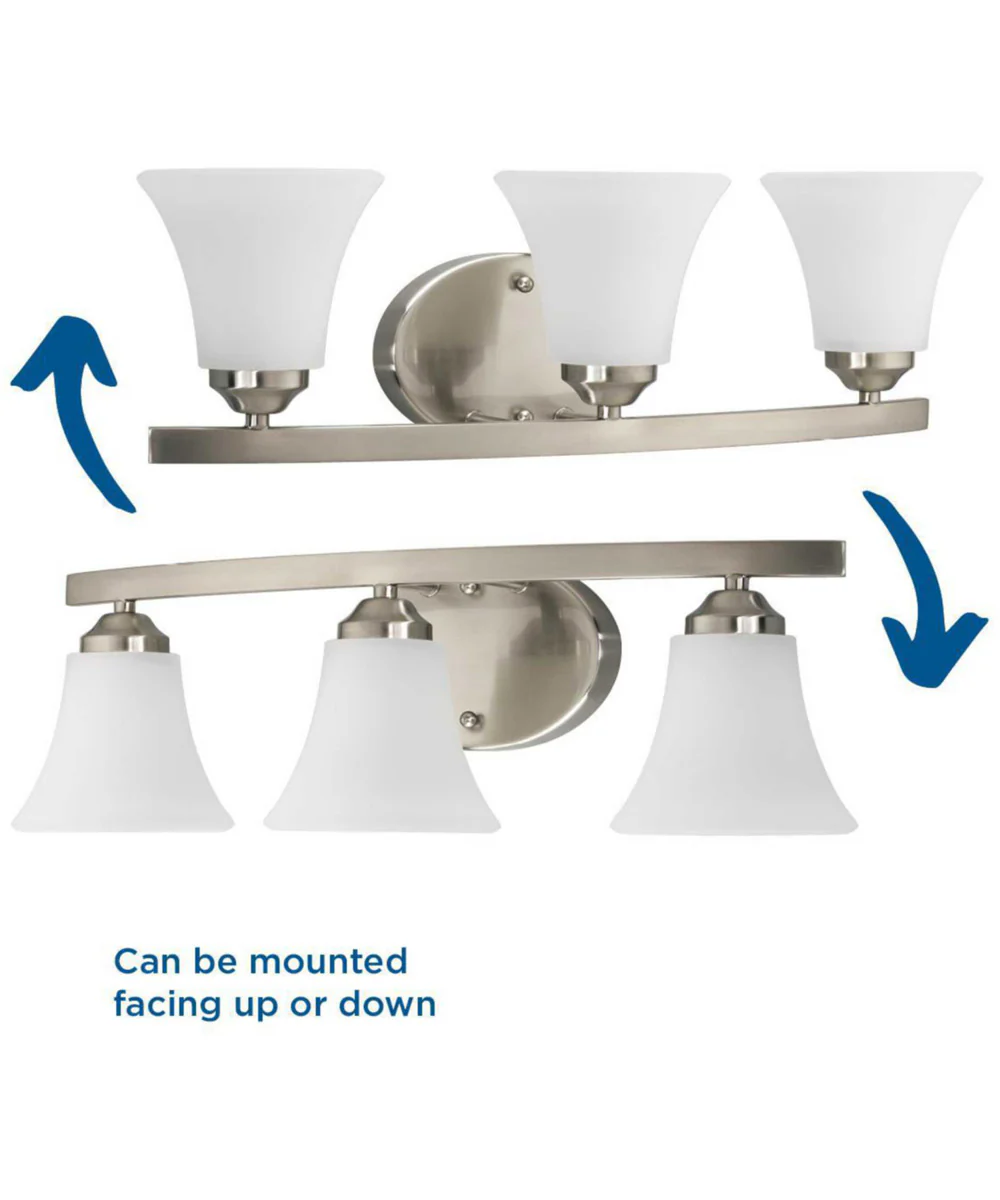 Adorn 3-Light Etched Glass Traditional Bath Vanity Light Brushed Nickel - Image 4