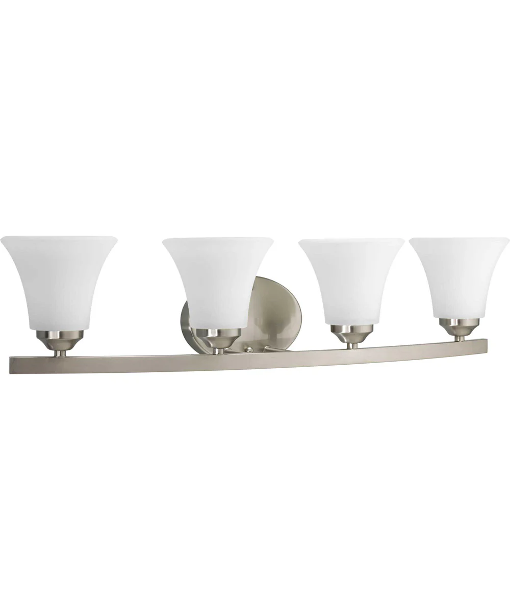 Adorn 4-Light Etched Glass Traditional Bath Vanity Light Brushed Nickel
