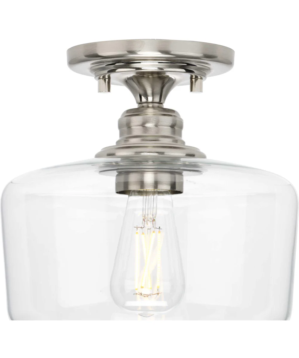 Aiken 1-Light Clear Glass Farmhouse Flush Mount Light Brushed Nickel - Image 3