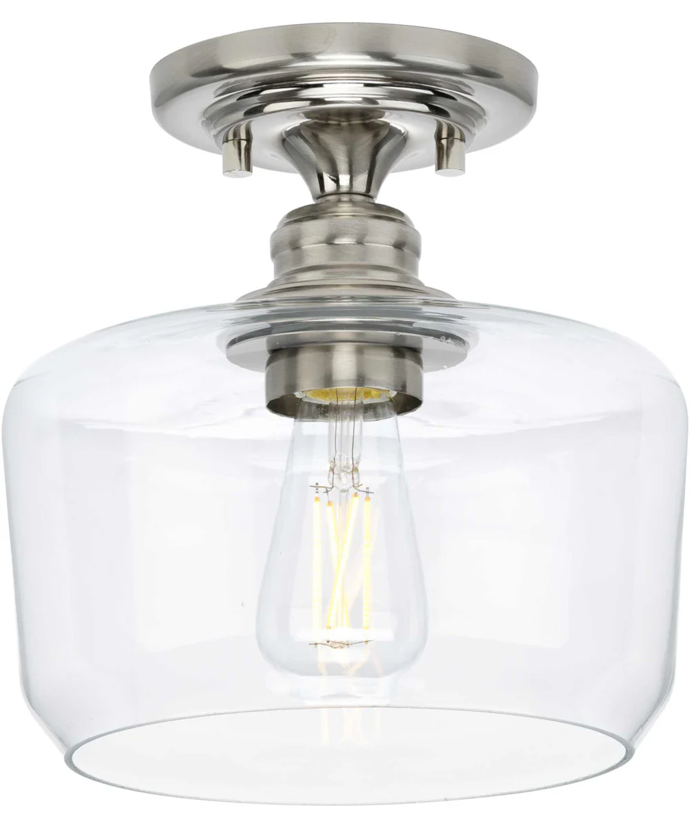 Aiken 1-Light Clear Glass Farmhouse Flush Mount Light Brushed Nickel - Image 6
