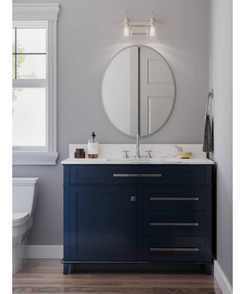 Aiken 2-Light Clear Glass Farmhouse Style Bath Vanity Wall Light Brushed Nickel - Image 3