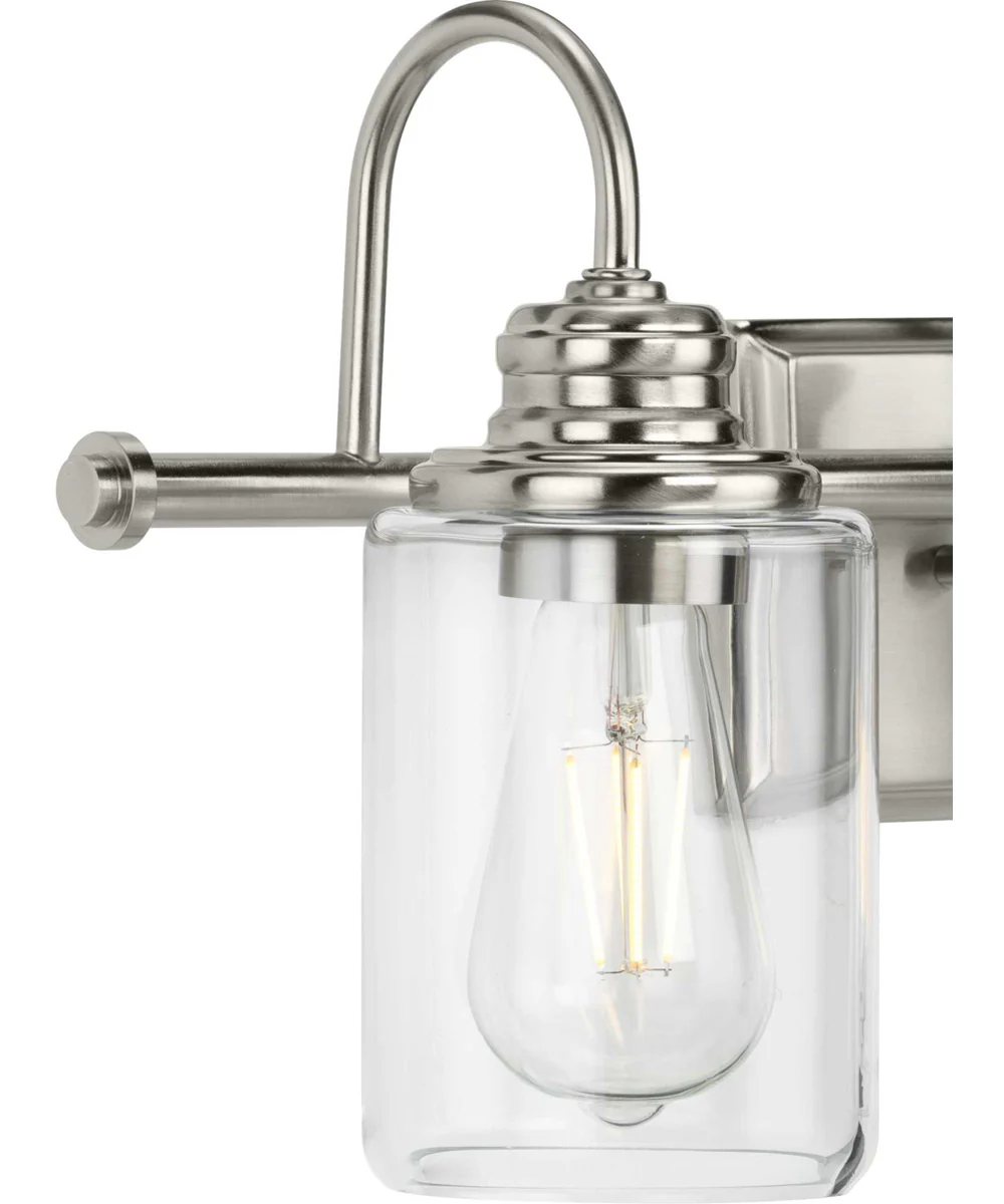 Aiken 3-Light Clear Glass Farmhouse Style Bath Vanity Wall Light Brushed Nickel - Image 6