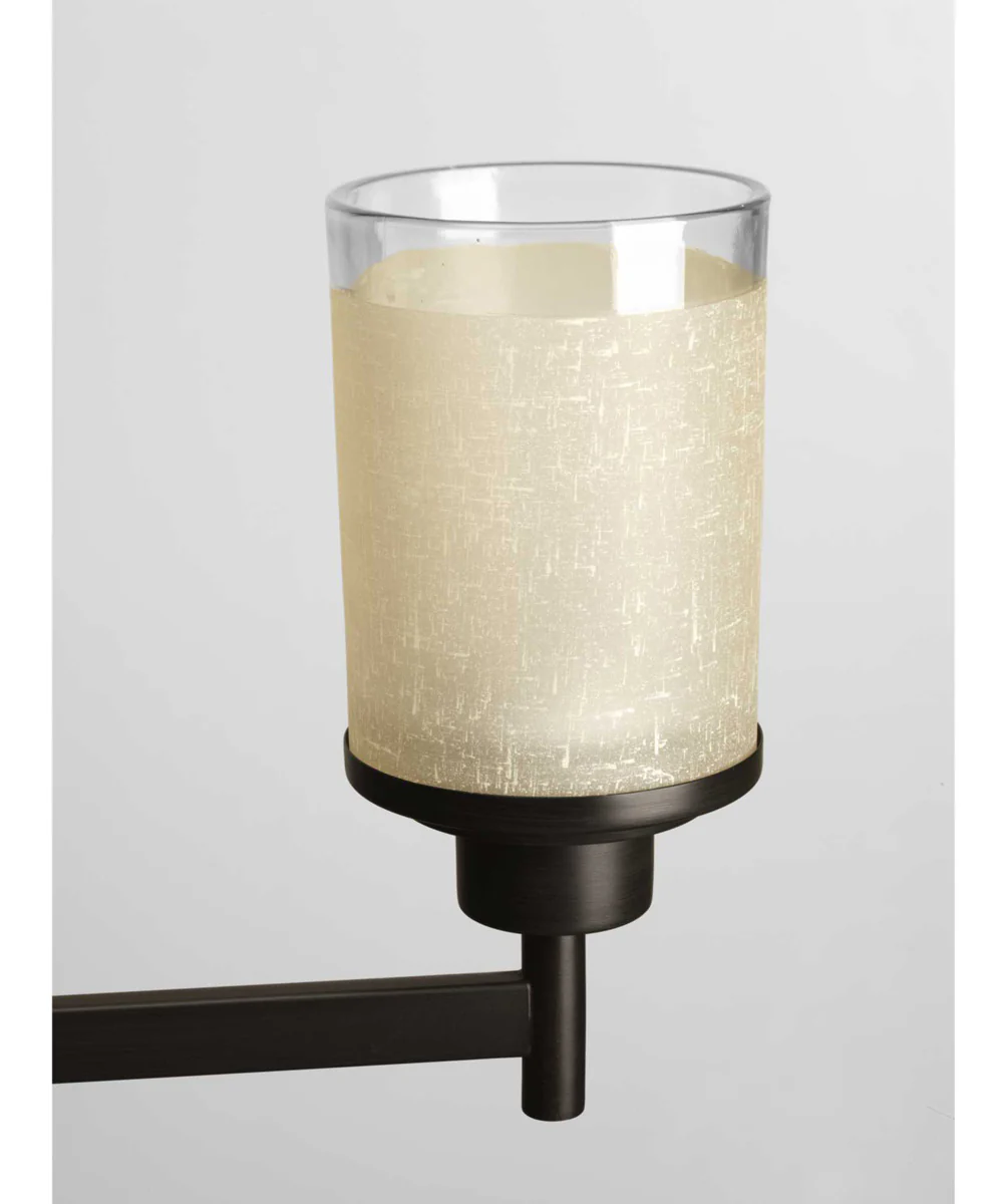 Alexa 6-Light Etched Umber Linen With Clear Edge Glass Modern Chandelier Light Antique Bronze - Image 2