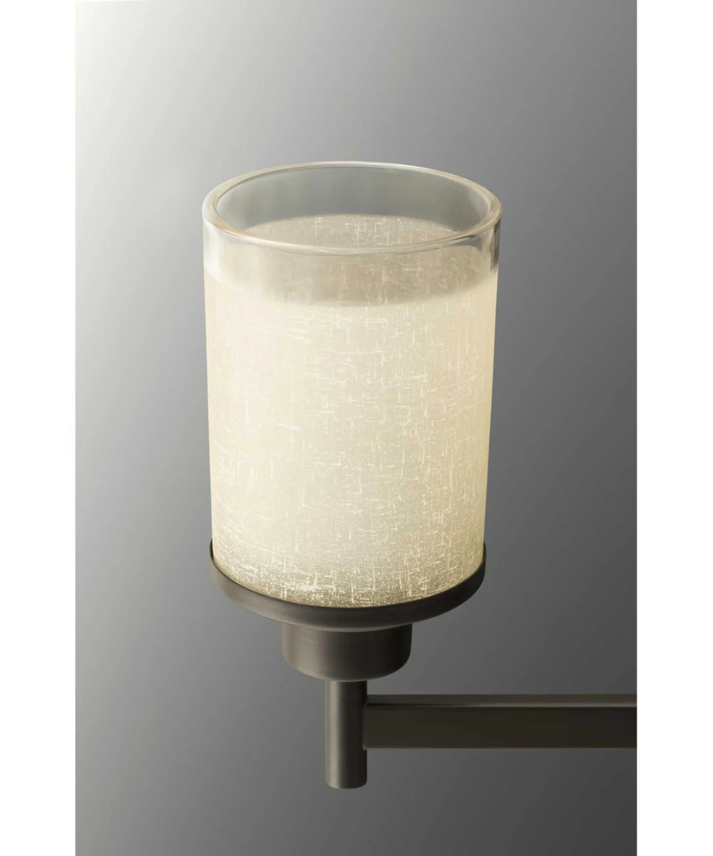 Alexa 6-Light Etched Umber Linen With Clear Edge Glass Modern Chandelier Light Antique Bronze - Image 3