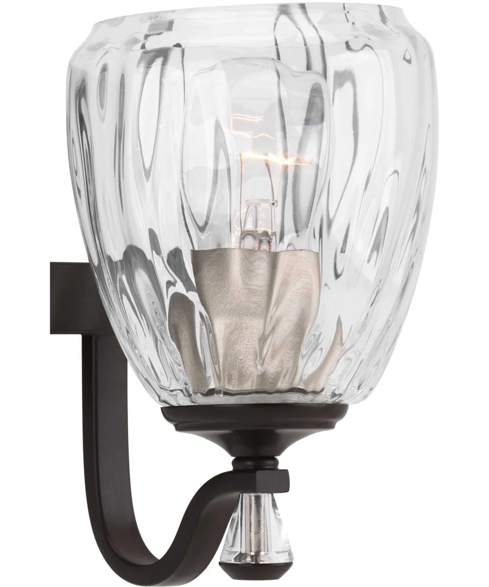 Anjoux 2-Light Clear Water Glass Luxe Bath Vanity Light Antique Bronze - Image 4