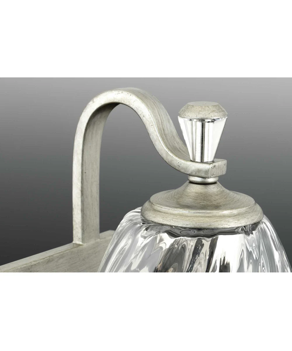 Anjoux 2-Light Clear Water Glass Luxe Bath Vanity Light Silver Ridge - Image 3