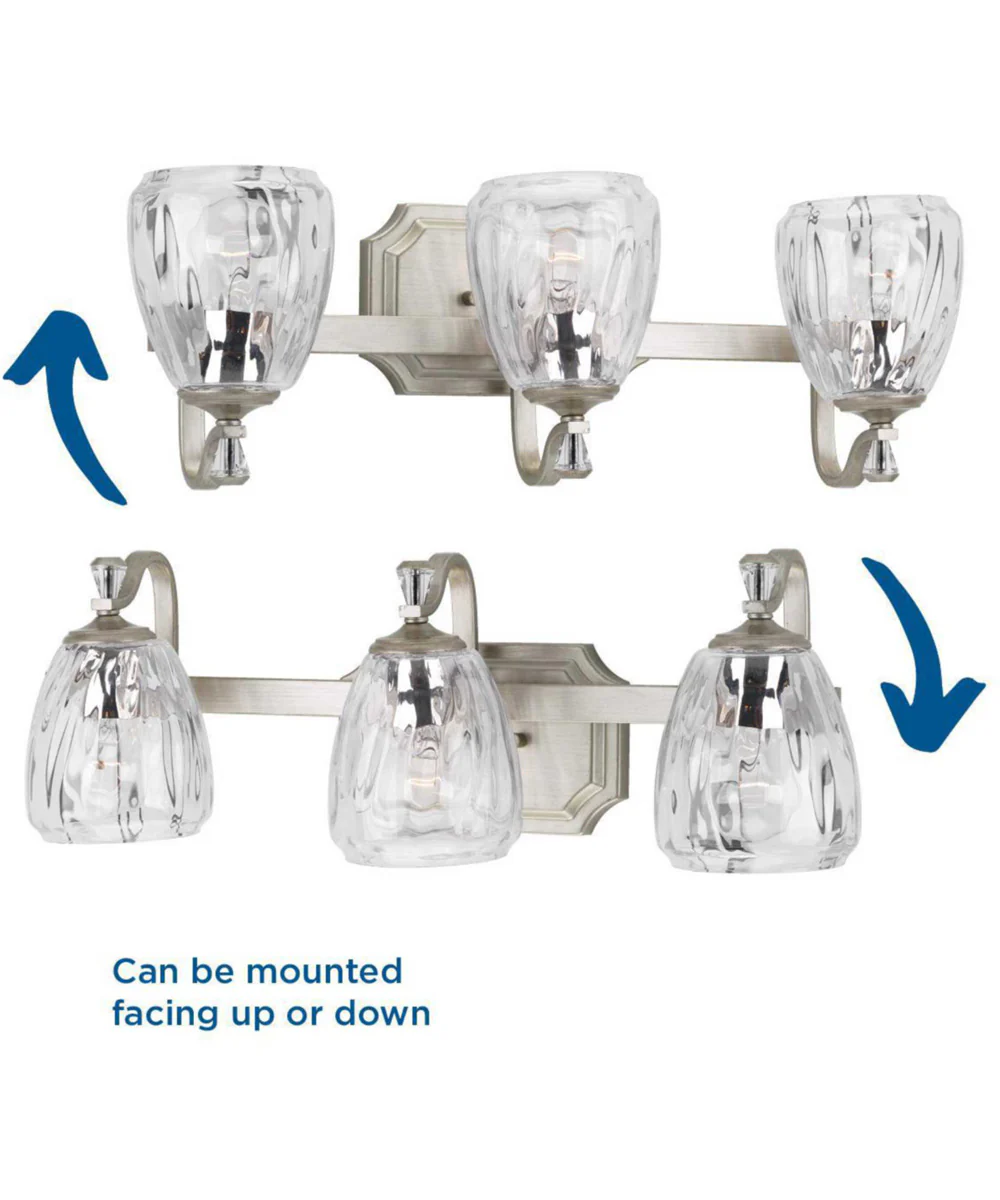 Anjoux 3-Light Clear Water Glass Luxe Bath Vanity Light Silver Ridge - Image 4
