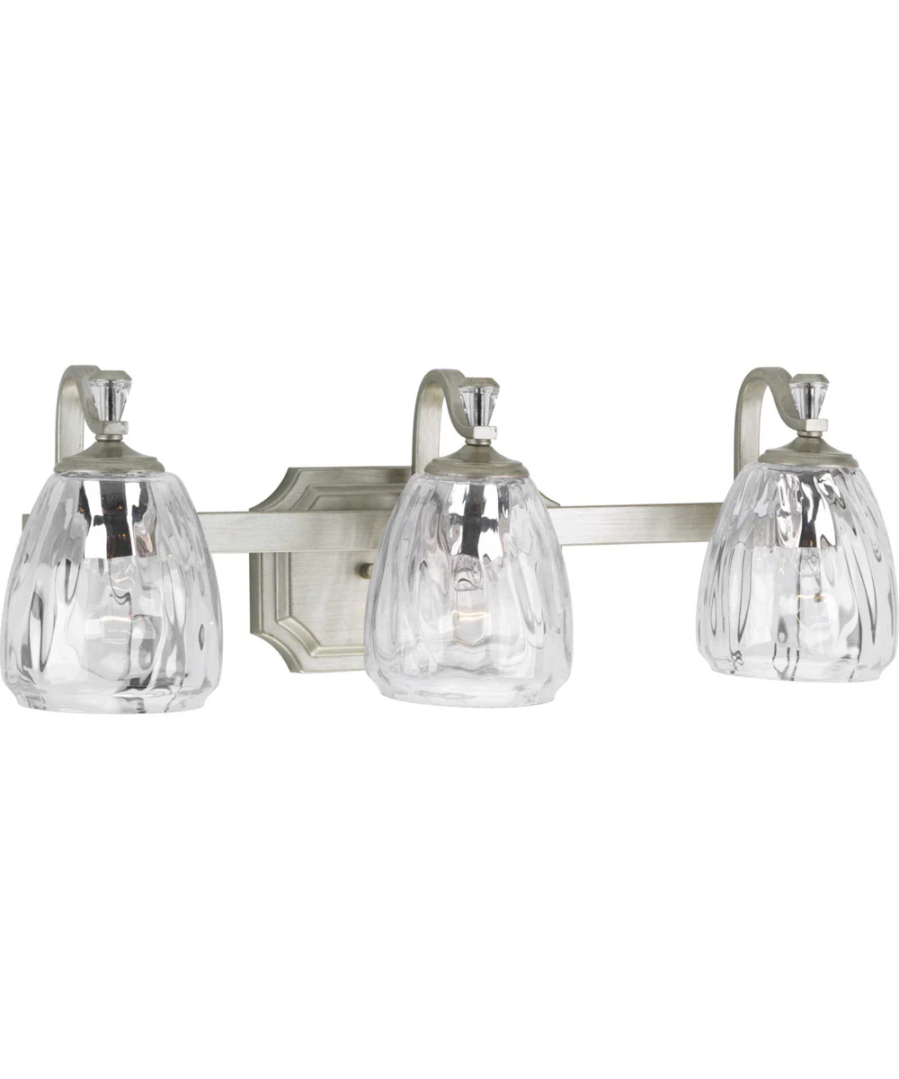 Anjoux 3-Light Clear Water Glass Luxe Bath Vanity Light Silver Ridge - Image 7