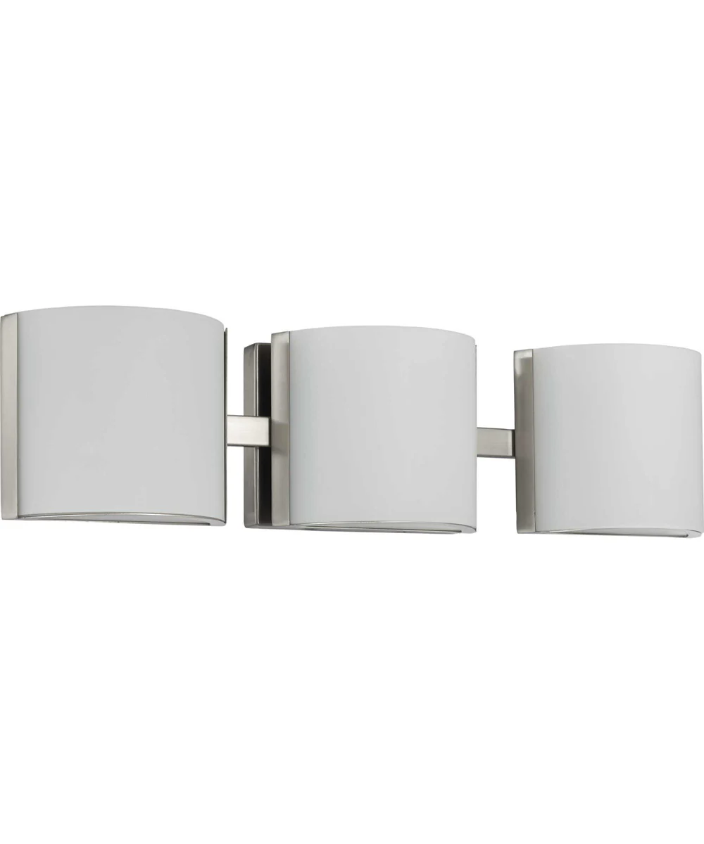 Arch LED 3-Light Etched Glass Modern Bath Vanity Light Brushed Nickel