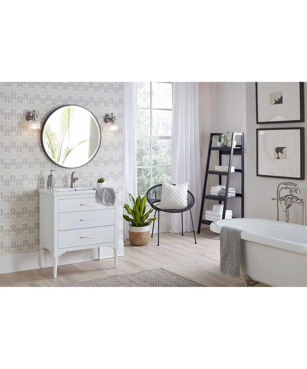 Archie 1-Light Clear Double Prismatic Glass Coastal Bath Vanity Light Antique Nickel - Image 2