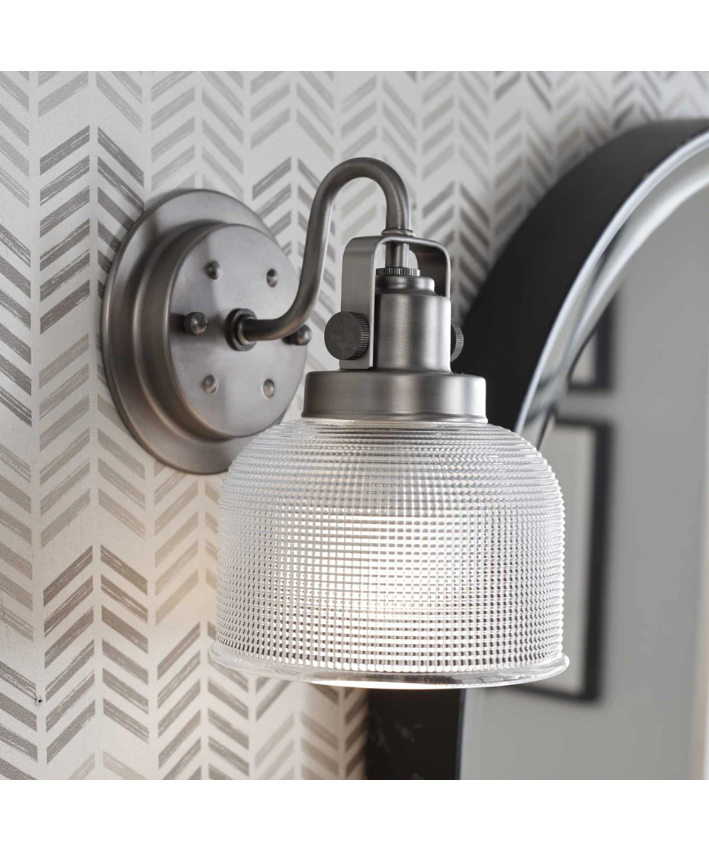 Archie 1-Light Clear Double Prismatic Glass Coastal Bath Vanity Light Antique Nickel - Image 3