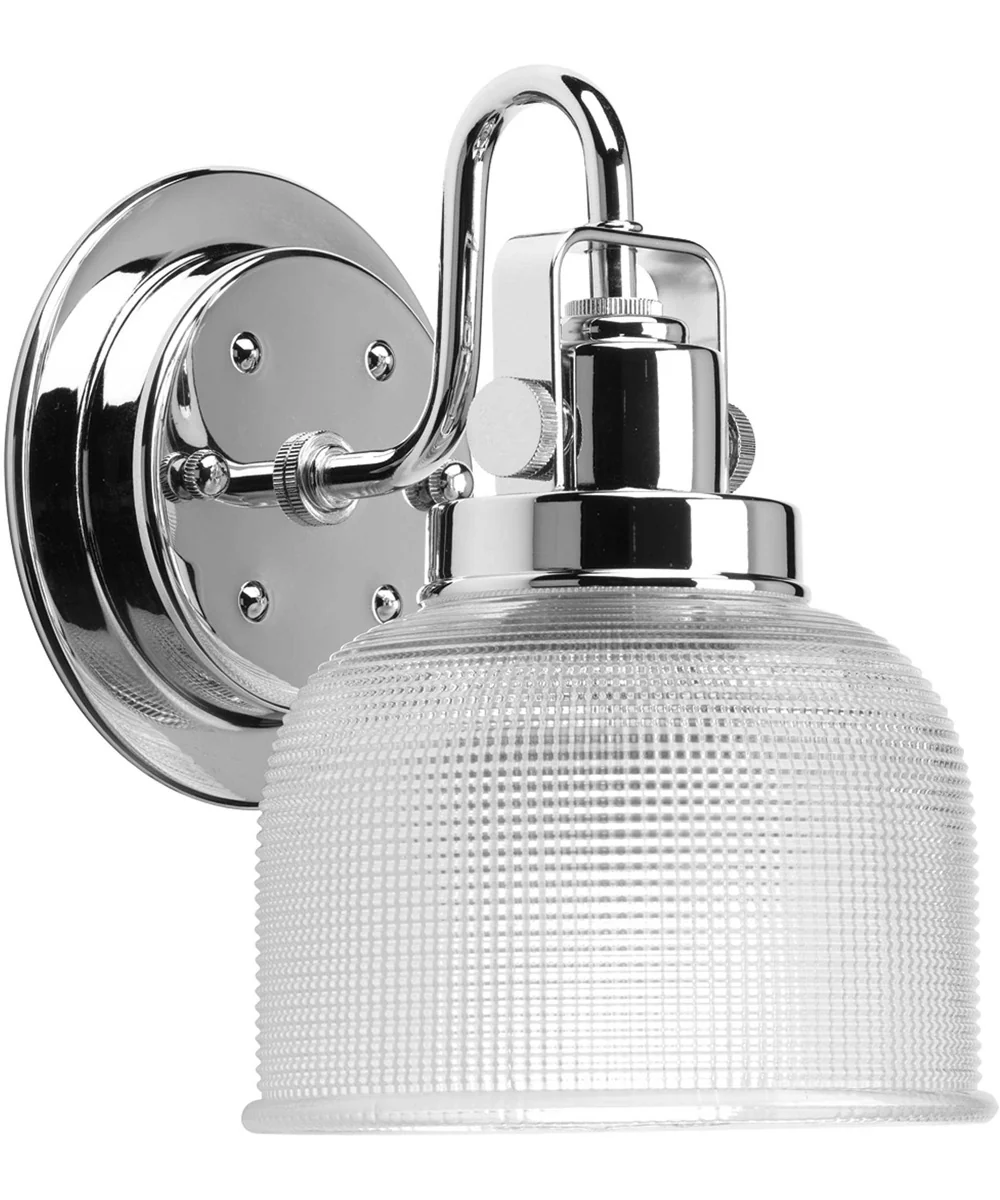 Archie 1-Light Clear Double Prismatic Glass Coastal Bath Vanity Light Polished Chrome