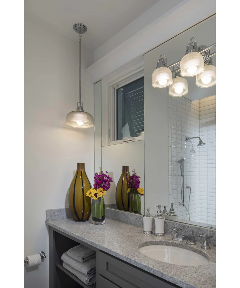 Archie 2-Light Clear Double Prismatic Glass Coastal Bath Vanity Light Polished Chrome - Image 3