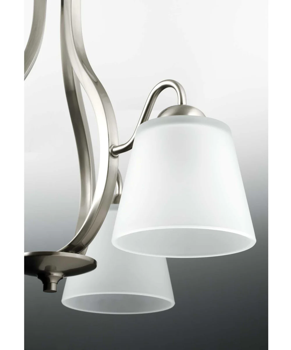 Arden 3-Light Etched Glass Farmhouse Chandelier Light Brushed Nickel - Image 3