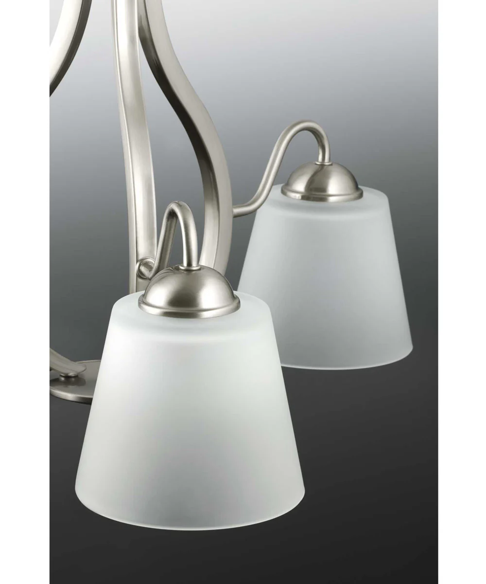 Arden 3-Light Etched Glass Farmhouse Chandelier Light Brushed Nickel - Image 5