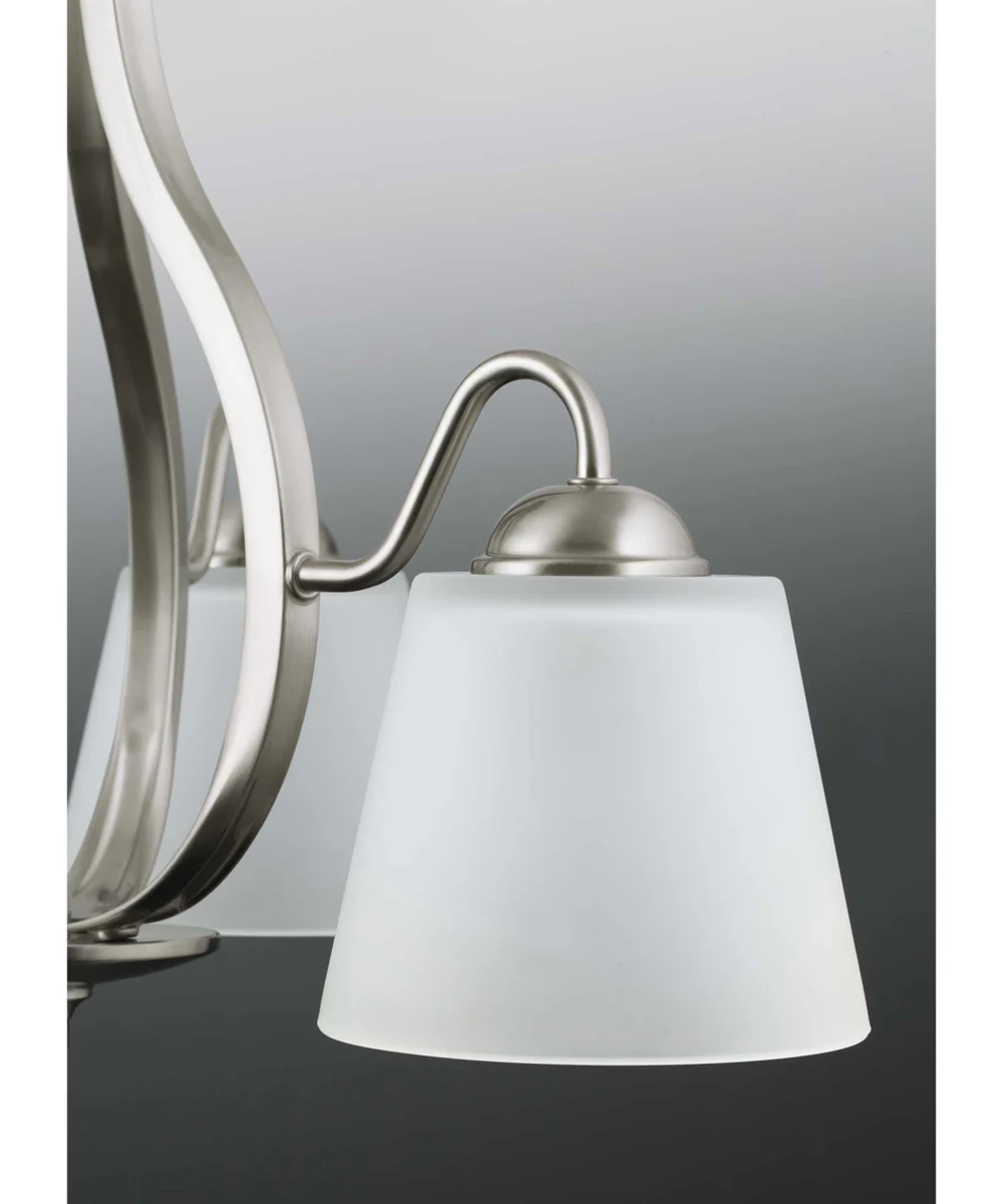 Arden 5-Light Etched Glass Farmhouse Chandelier Light Brushed Nickel - Image 3