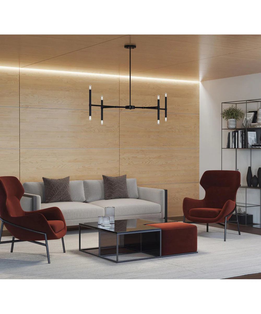 Arya 8-Light Linear Chandelier Matte Black - Image 3