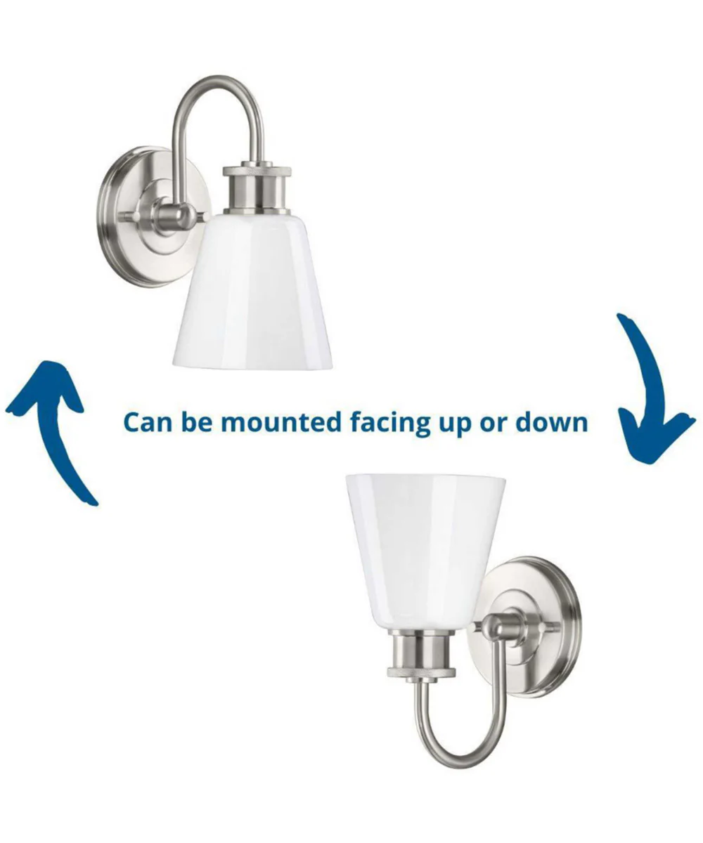 Ashford 1-Light Opal Glass Farmhouse Style Bath Vanity Wall Light Brushed Nickel - Image 2