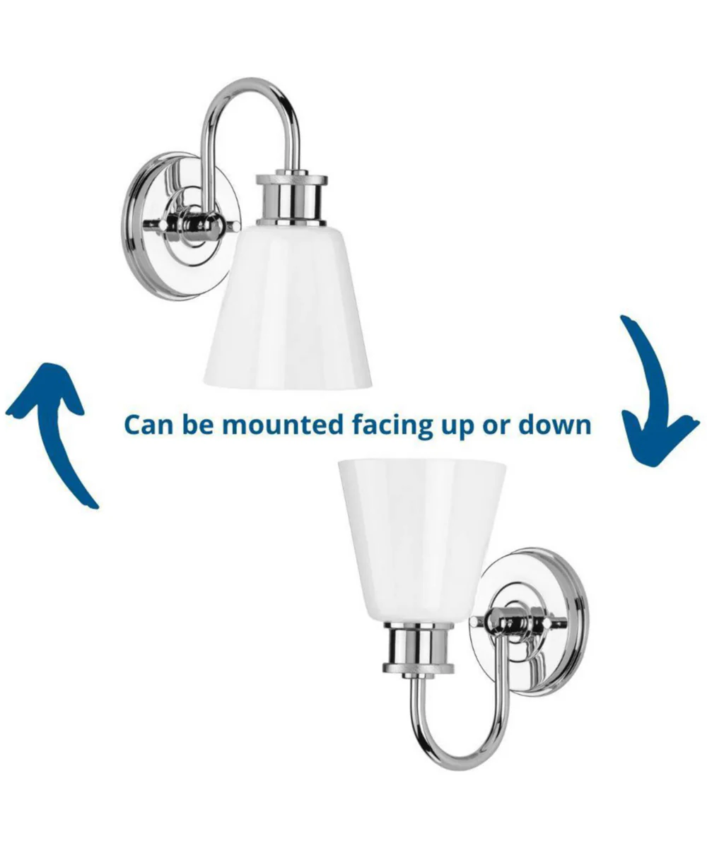 Ashford 1-Light Opal Glass Farmhouse Style Bath Vanity Wall Light Polished Chrome - Image 2