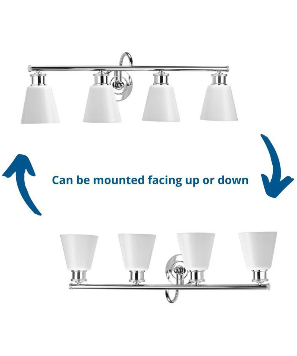 Ashford 4-Light Opal Glass Farmhouse Style Bath Vanity Wall Light Polished Chrome - Image 2