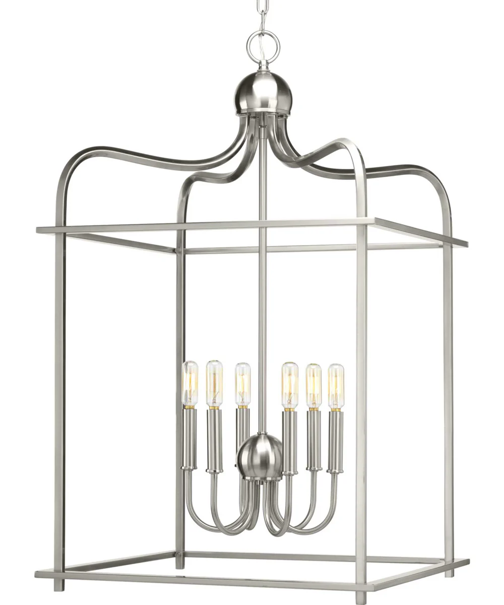 Assembly Hall 6-Light Coastal Pendant Light Brushed Nickel