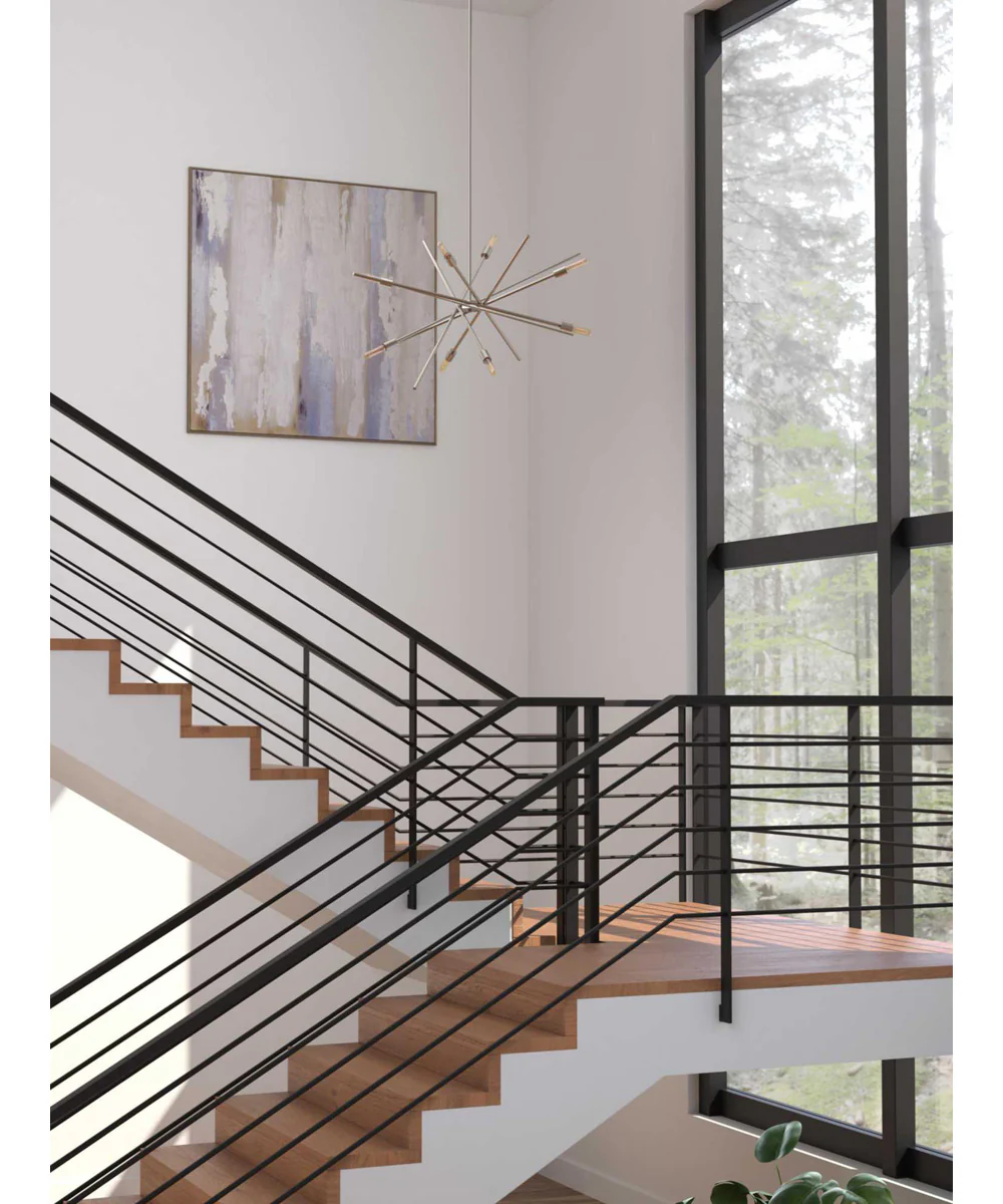 Astra 8-Light Mid-Century Modern Chandelier Light Brushed Nickel - Image 3