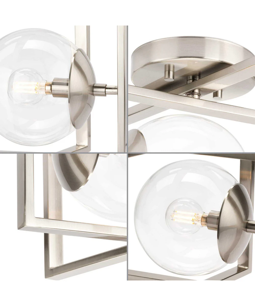 Atwell 10" 1-Light Mid-Century Modern Clear Glass Semi-Flush Mount Light Brushed Nickel - Image 2