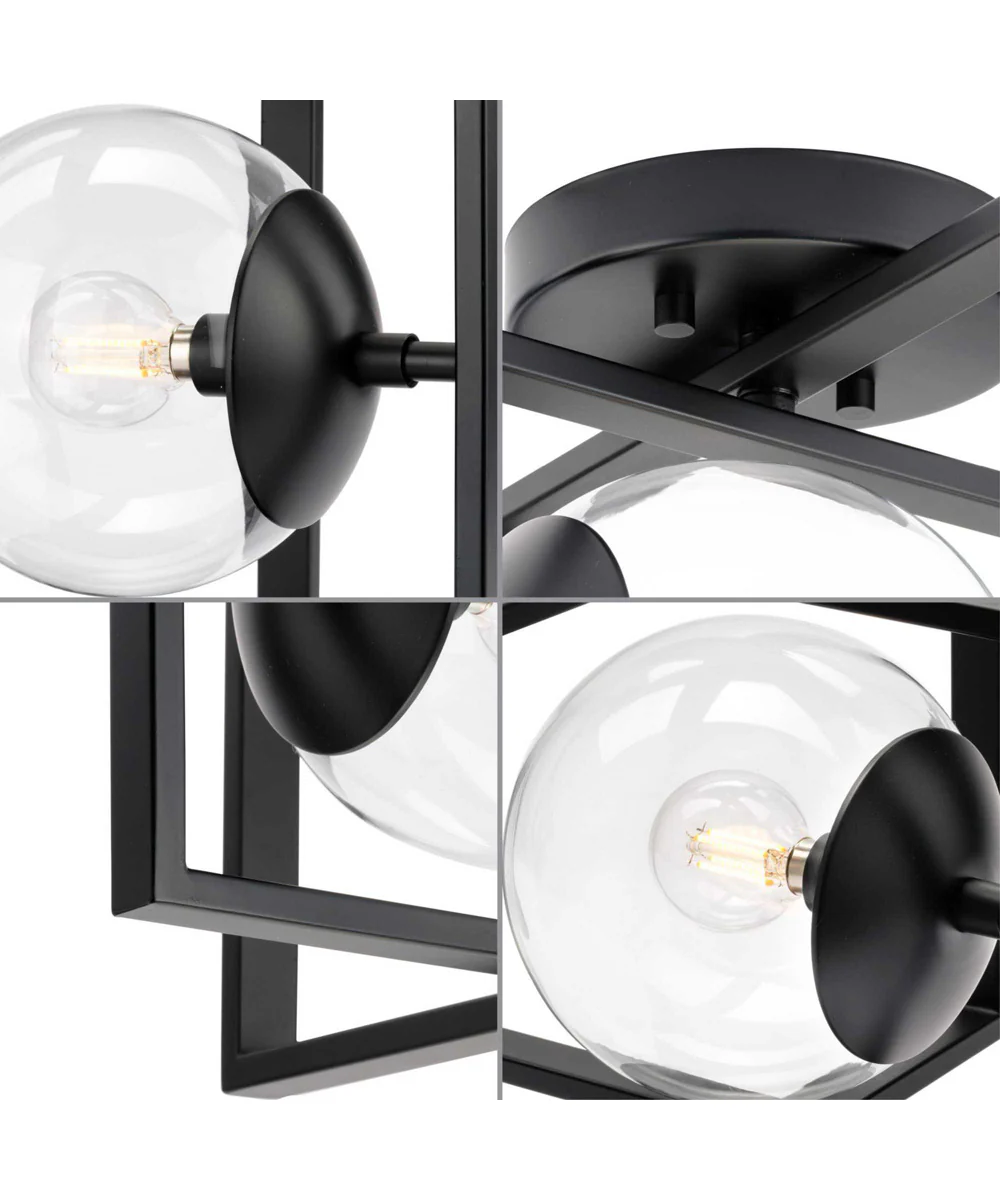 Atwell 10" 1-Light Mid-Century Modern Clear Glass Semi-Flush Mount Light Matte Black - Image 3