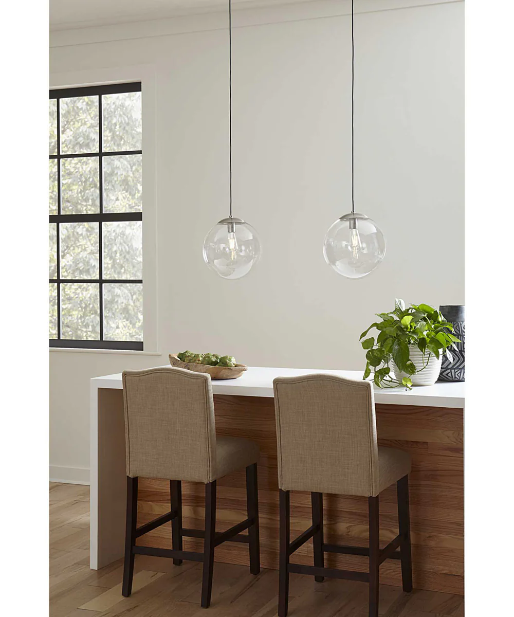 Atwell 10-inch Clear Glass Globe Medium Hanging Pendant Light Brushed Nickel - Image 4