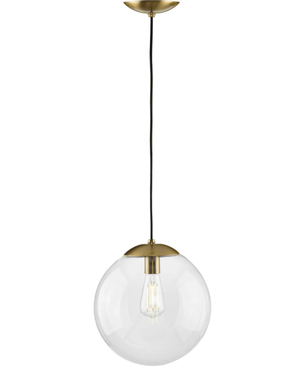 Atwell 12-inch Clear Glass Globe Large Hanging Pendant Light Brushed Bronze - Image 6