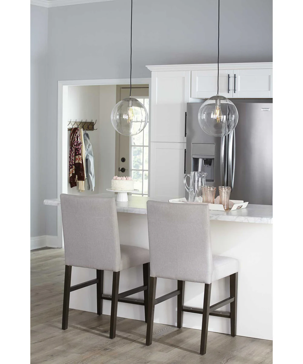 Atwell 12-inch Clear Glass Globe Large Hanging Pendant Light Brushed Nickel - Image 2