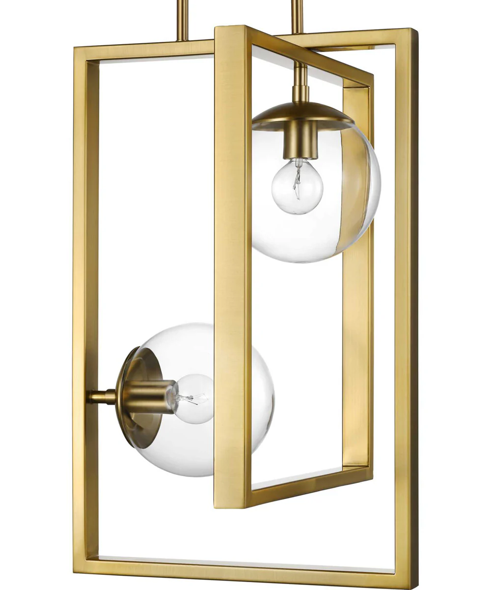 Atwell 2-Light Clear Glass Luxe Pendant Light Brushed Bronze