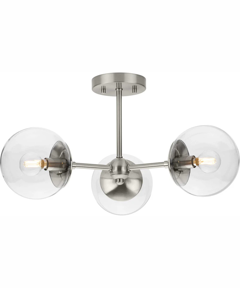 Atwell 3-Light Mid-Century Modern Semi-Flush Mount Brushed Nickel - Image 6