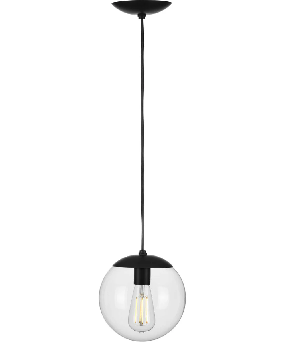 Atwell 8-inch Clear Glass Globe Small Hanging Pendant Light Matte Black - Image 6