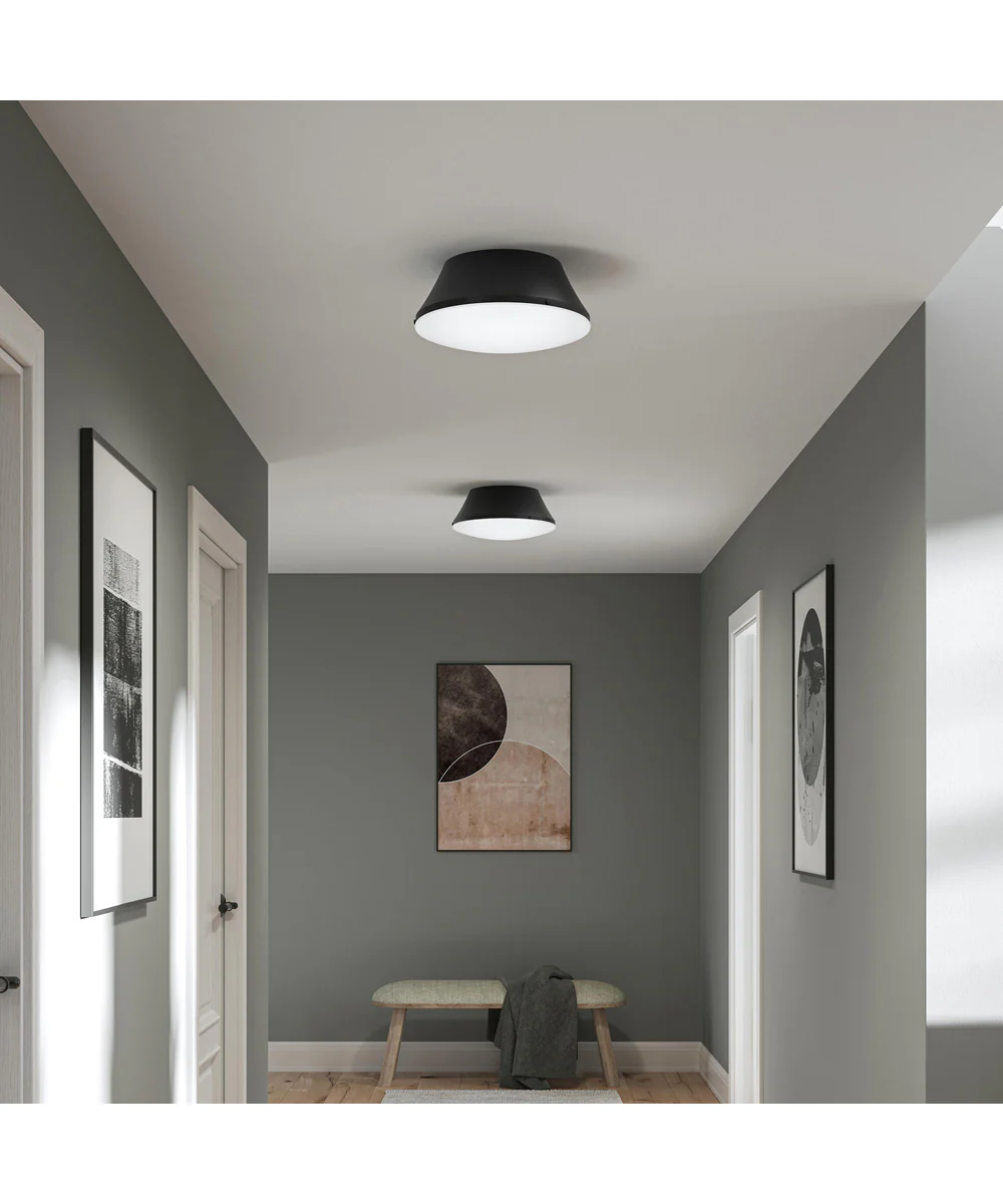 Avra Large 3-Light Flush Mount with Etched White Glass Shade Matte Black - Image 2