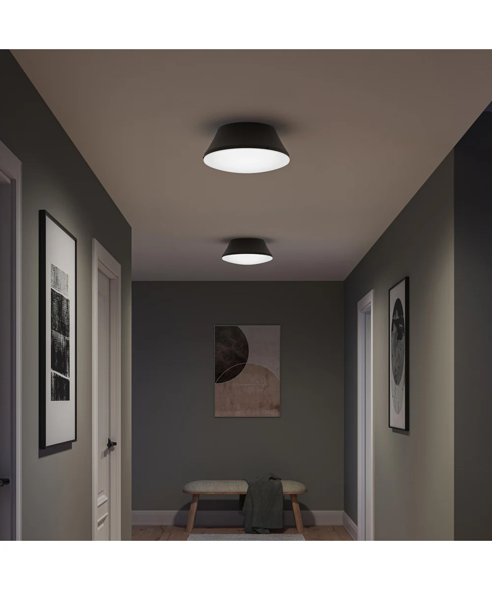 Avra Large 3-Light Flush Mount with Etched White Glass Shade Matte Black - Image 3