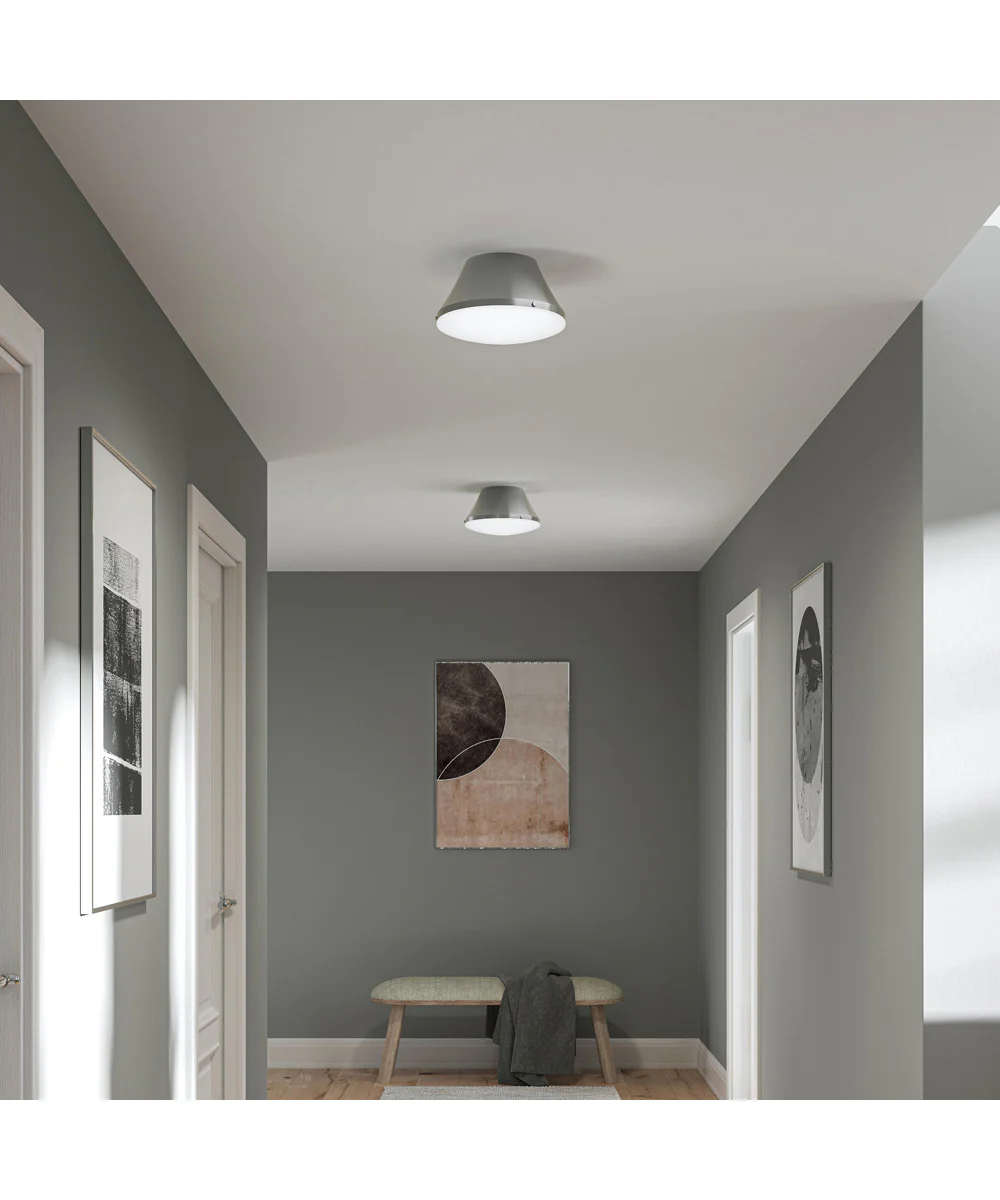 Avra Medium 2-Light Flush Mount with Etched White Glass Shade Brushed Nickel - Image 2